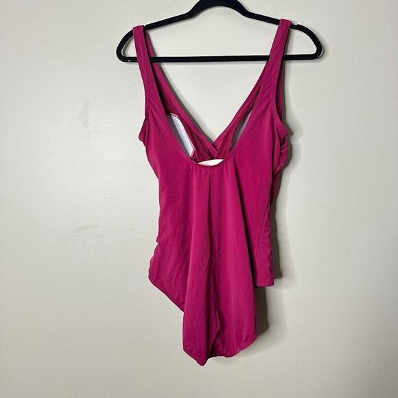 Jantzen Classic One Piece Women 12 Swimsuit Swim Beach Resort Padded Magenta - Picture 3 of 7